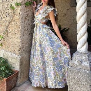 NEW Zimmermann Super Eight Ruffle Frill Gown AU1 in Blue Meadow